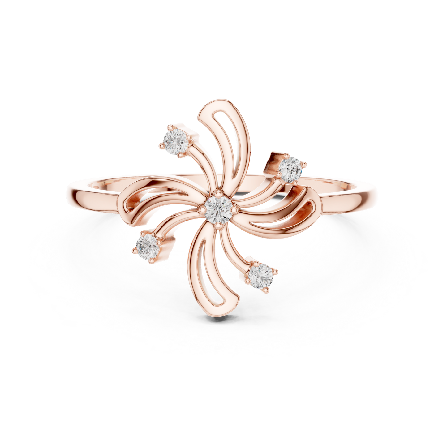 0.06 Carat Diamond Pinwheel Spiral Whirlwind Ring | Yellow Gold