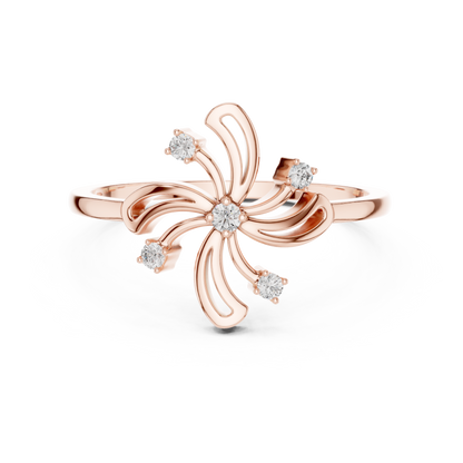 0.06 Carat Diamond Pinwheel Spiral Whirlwind Ring | Yellow Gold