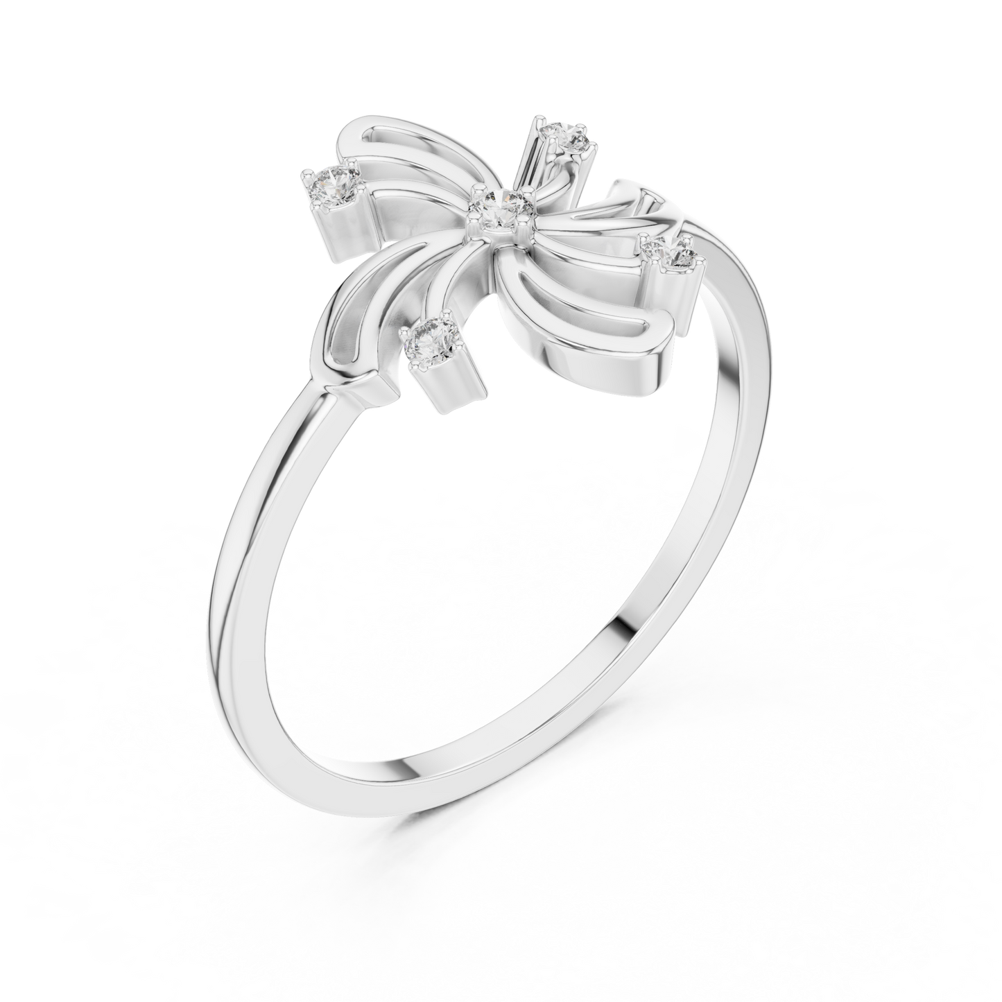 0.06 Carat Diamond Pinwheel Spiral Whirlwind Ring | Yellow Gold