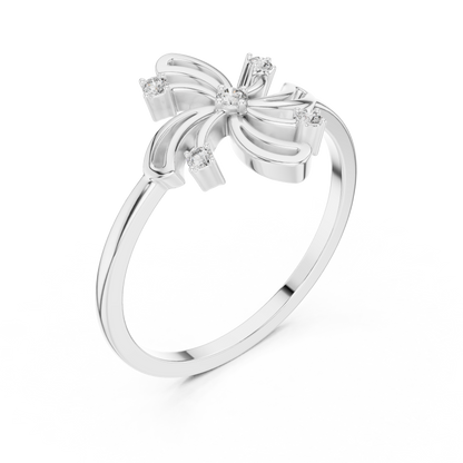 0.06 Carat Diamond Pinwheel Spiral Whirlwind Ring | Yellow Gold
