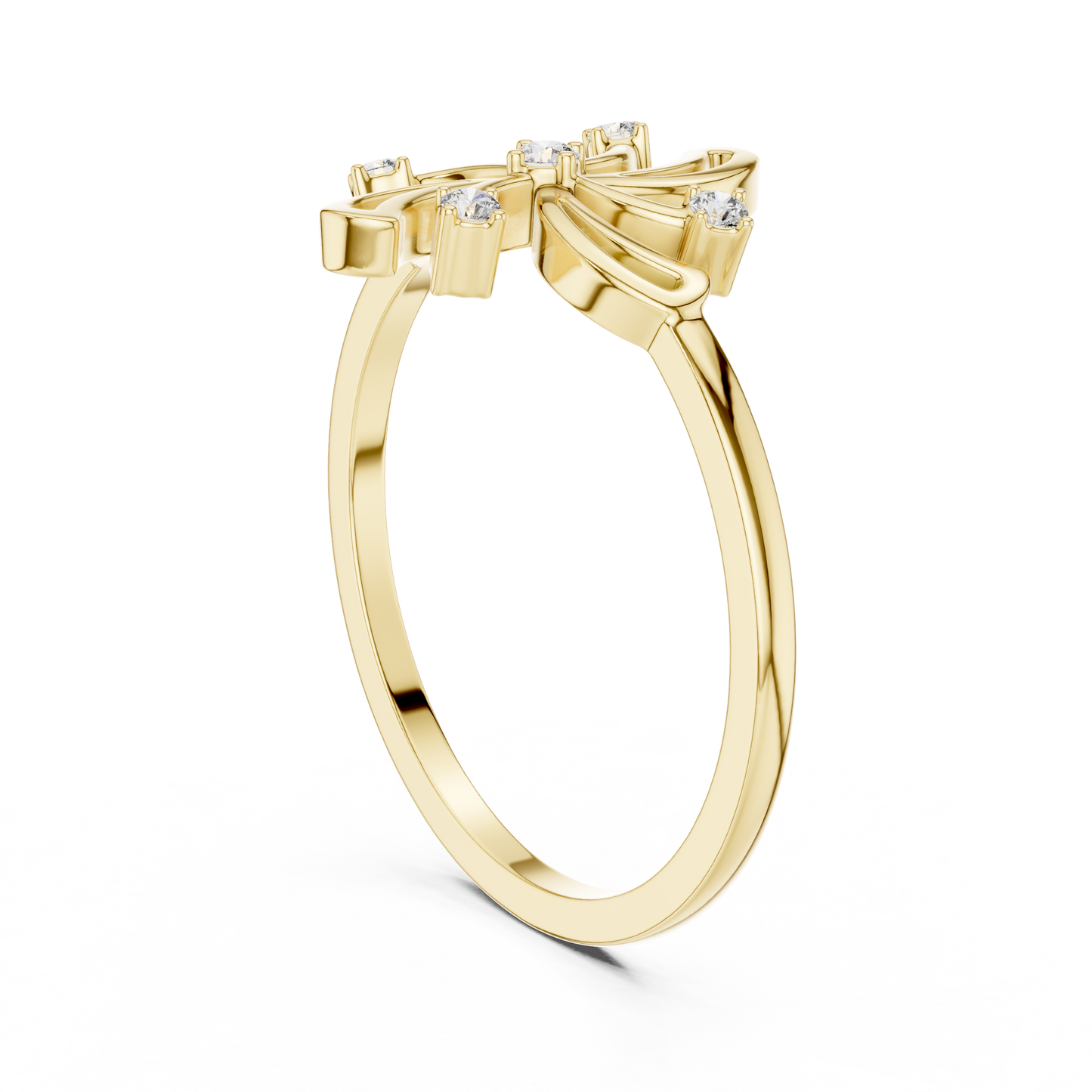 0.06 Carat Diamond Pinwheel Spiral Whirlwind Ring | Yellow Gold