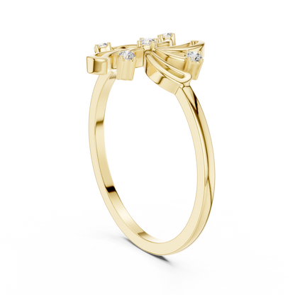 0.06 Carat Diamond Pinwheel Spiral Whirlwind Ring | Yellow Gold