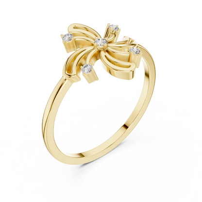 0.06 Carat Diamond Pinwheel Spiral Whirlwind Ring | Yellow Gold