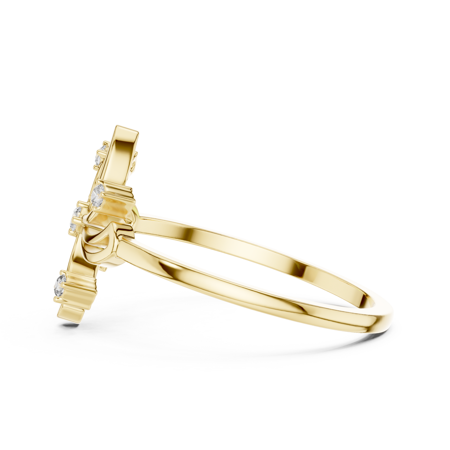 0.06 Carat Diamond Pinwheel Spiral Whirlwind Ring | Yellow Gold