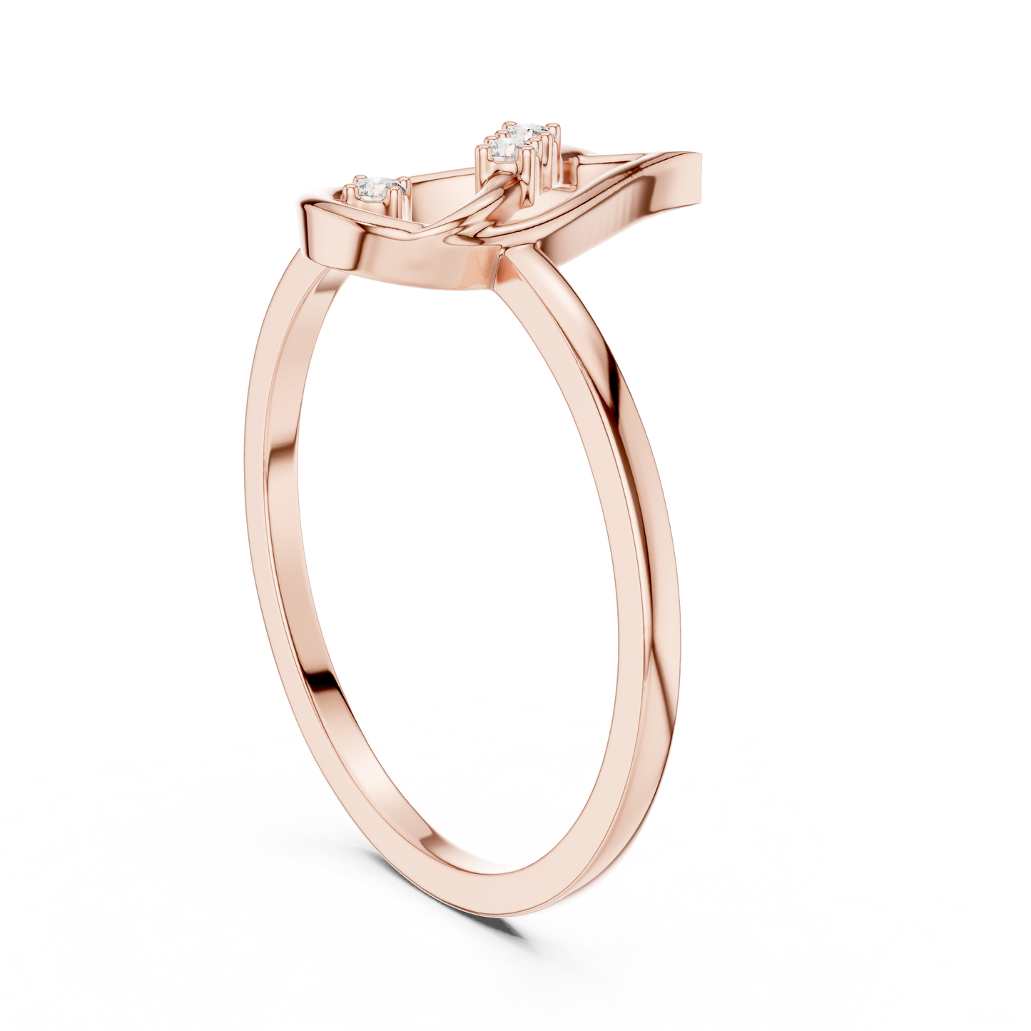 0.03 Carat Diamond Open Teardrop Flame Ring | Yellow Gold