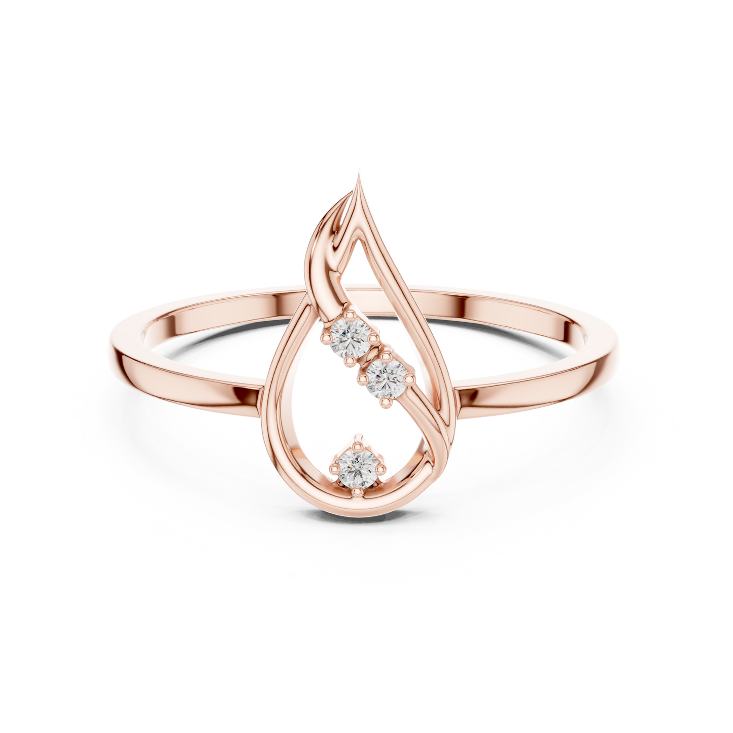 0.03 Carat Diamond Open Teardrop Flame Ring | Yellow Gold