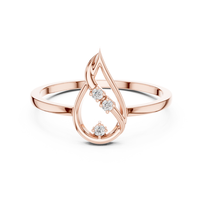 0.03 Carat Diamond Open Teardrop Flame Ring | Yellow Gold