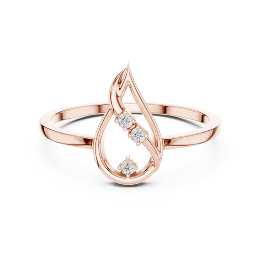 0.03 Carat Diamond Open Teardrop Flame Ring | Yellow Gold