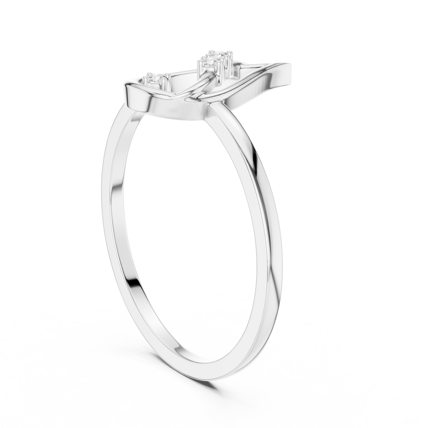 0.03 Carat Diamond Open Teardrop Flame Ring | Yellow Gold