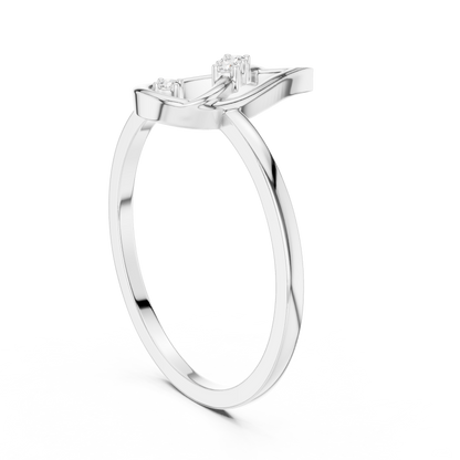 0.03 Carat Diamond Open Teardrop Flame Ring | Yellow Gold