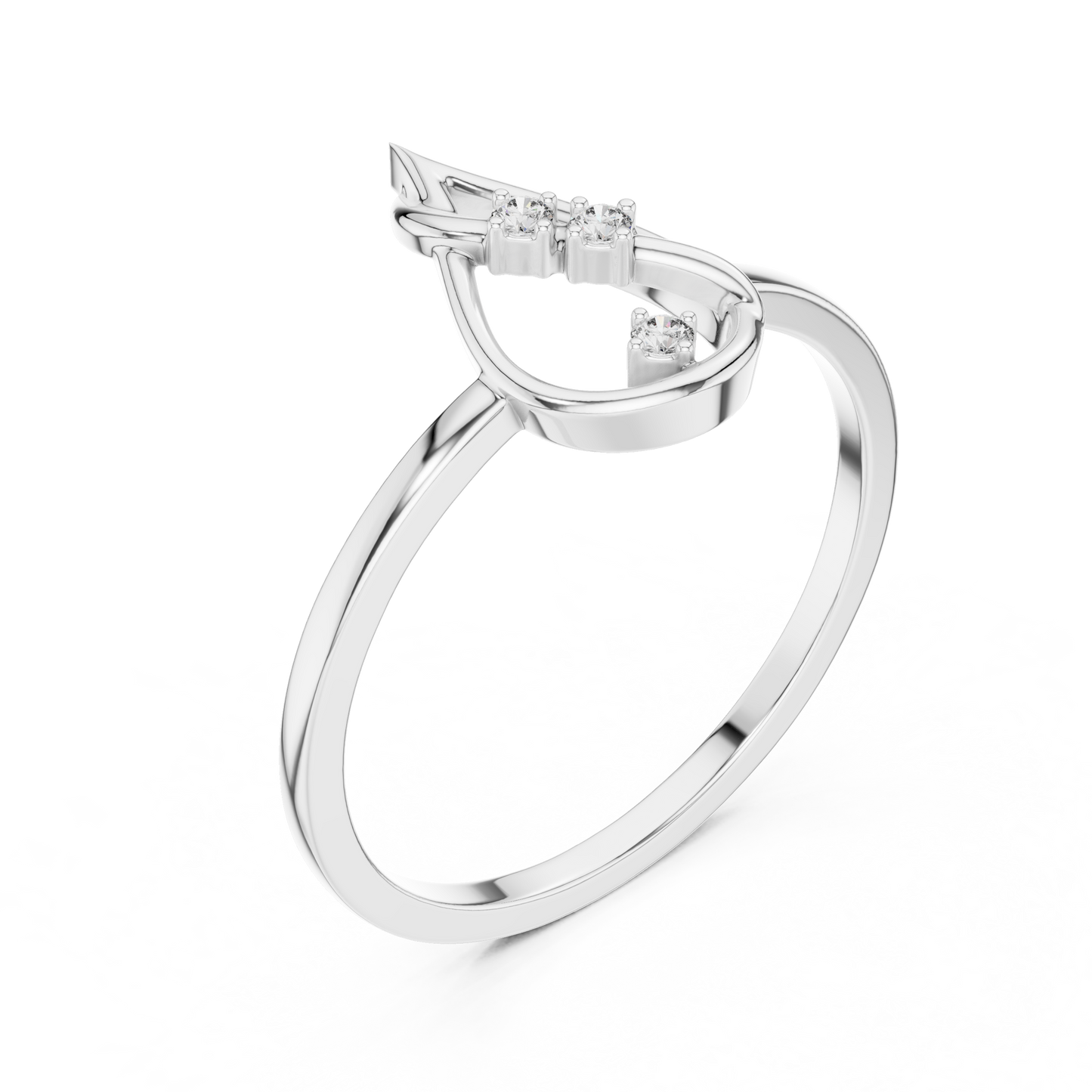 0.03 Carat Diamond Open Teardrop Flame Ring | Yellow Gold