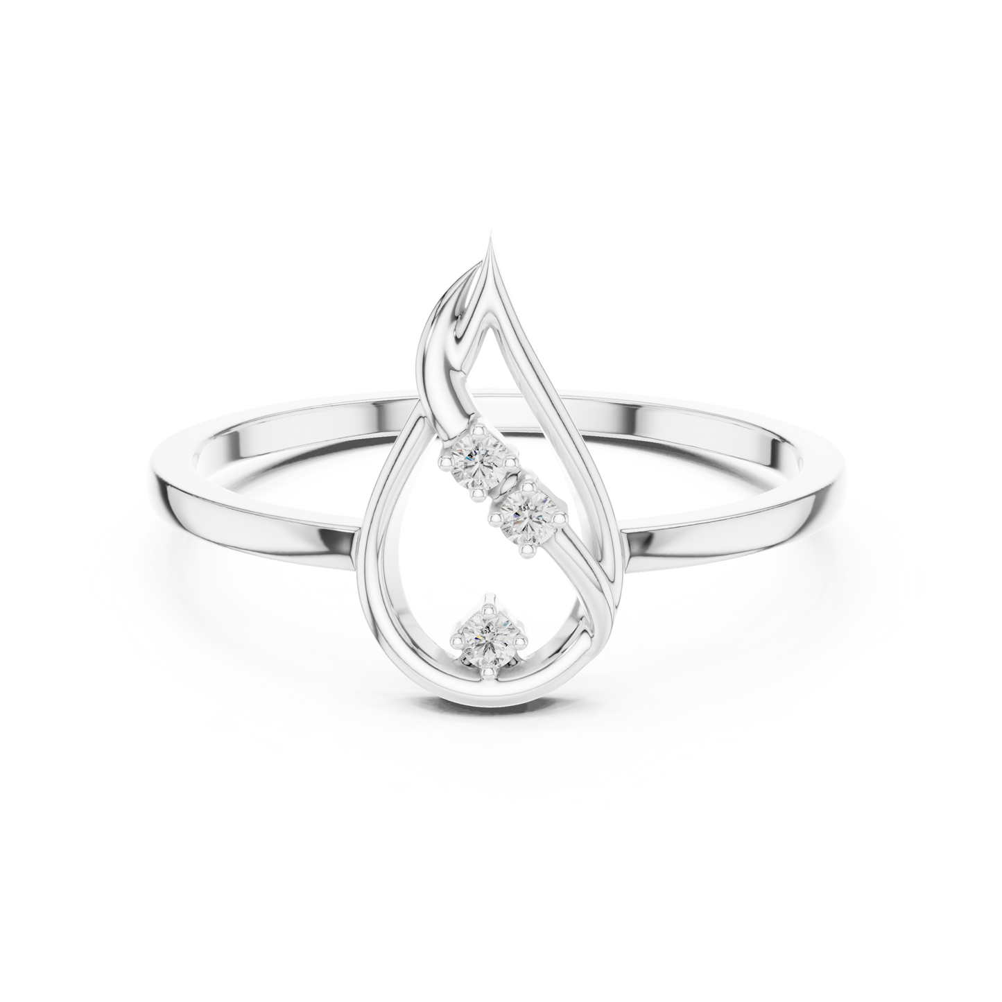 0.03 Carat Diamond Open Teardrop Flame Ring | Yellow Gold