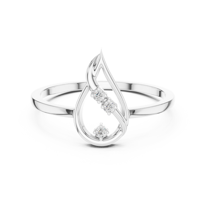 0.03 Carat Diamond Open Teardrop Flame Ring | Yellow Gold
