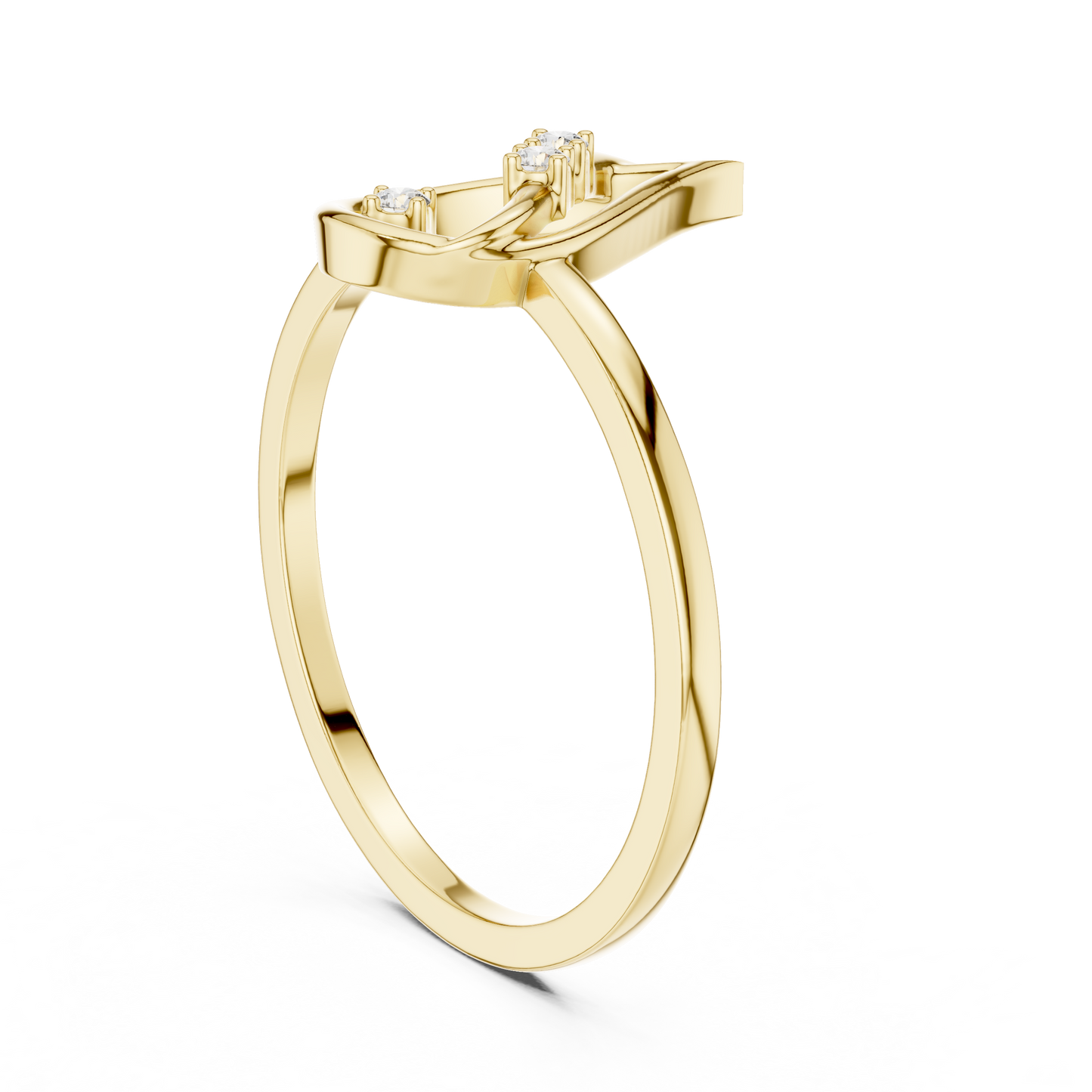0.03 Carat Diamond Open Teardrop Flame Ring | Yellow Gold