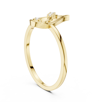 0.03 Carat Diamond Open Teardrop Flame Ring | Yellow Gold