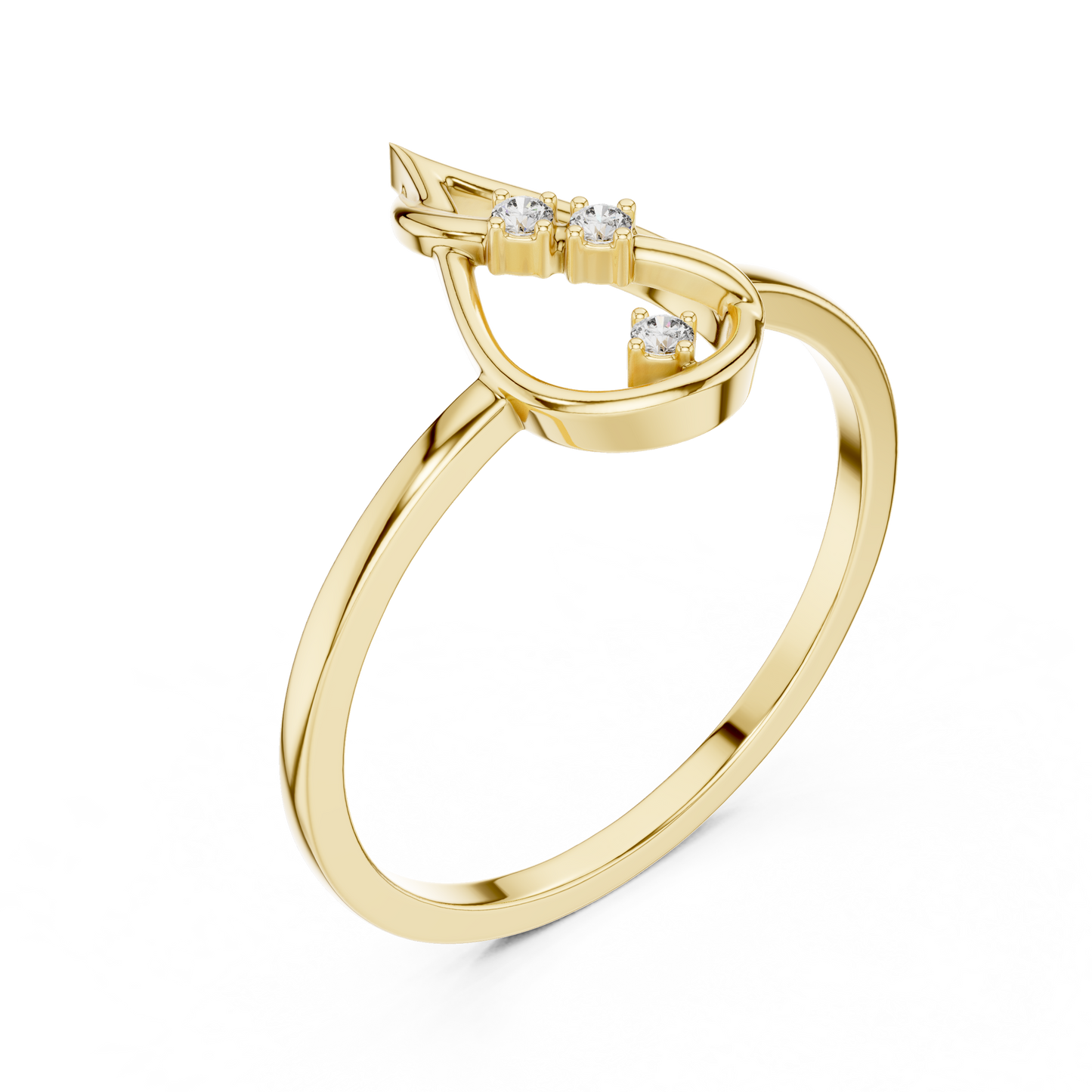 0.03 Carat Diamond Open Teardrop Flame Ring | Yellow Gold