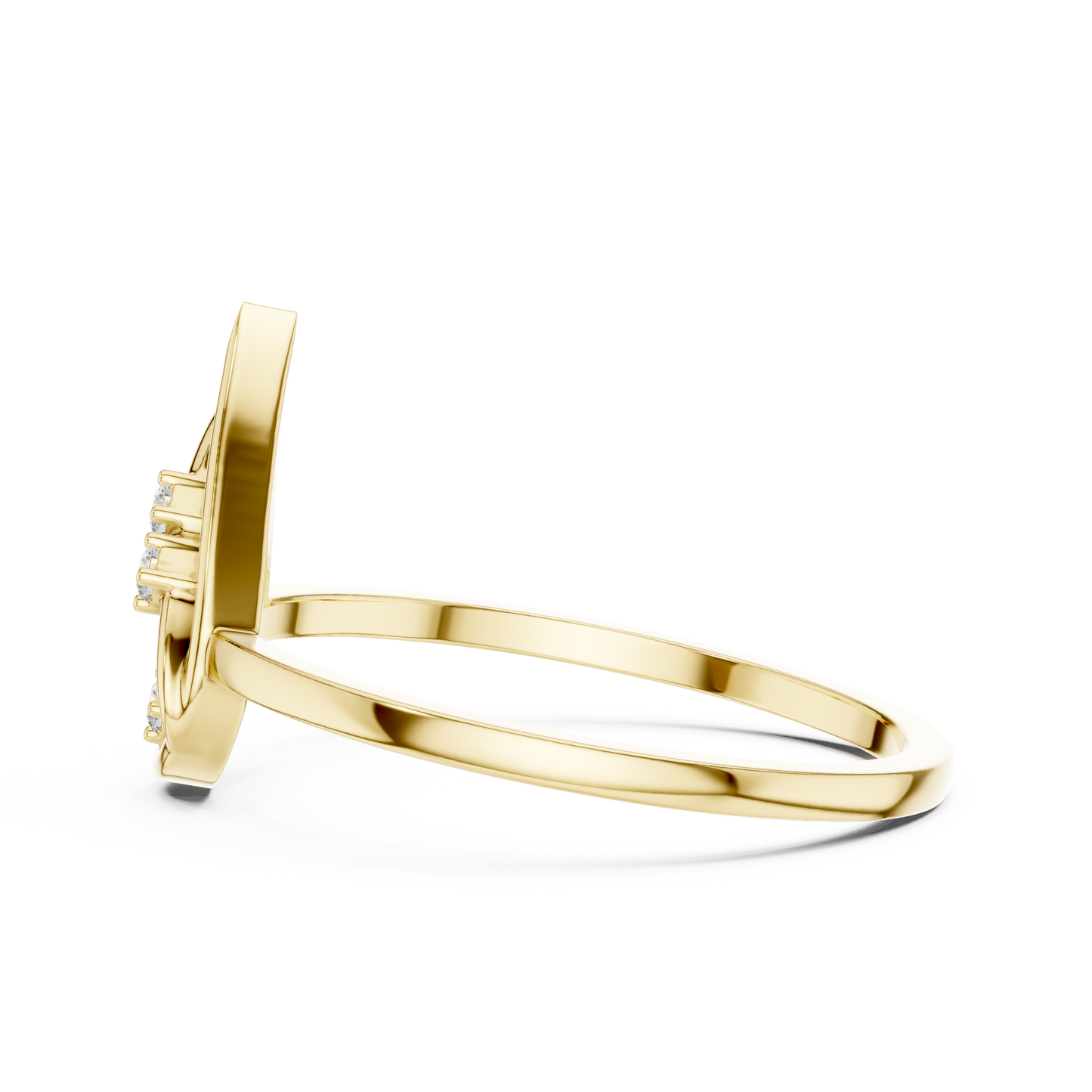 0.03 Carat Diamond Open Teardrop Flame Ring | Yellow Gold