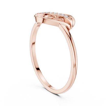 0.04 Carat Diamond Leaf Filigree Wave Ring | Yellow Gold
