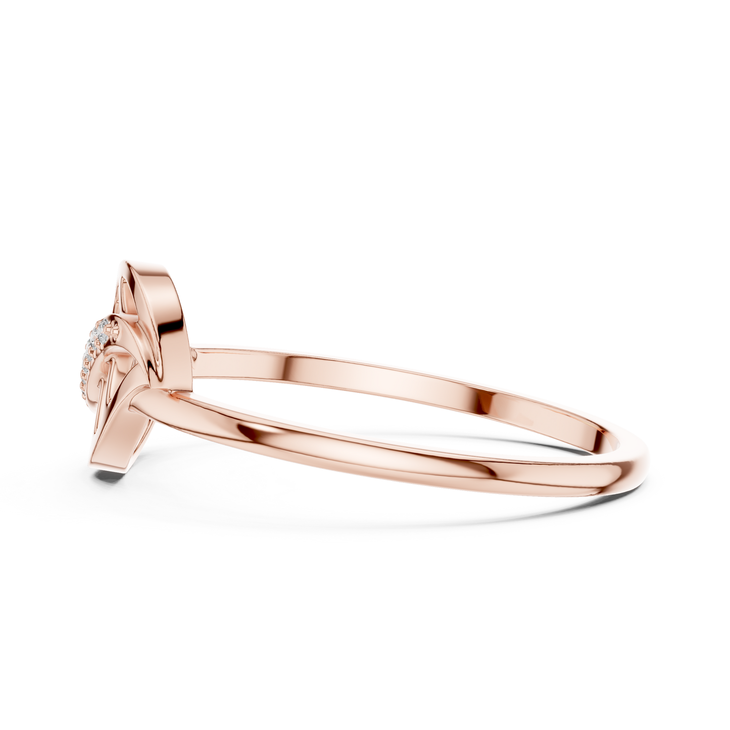 0.04 Carat Diamond Leaf Filigree Wave Ring | Yellow Gold