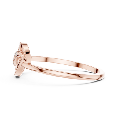 0.04 Carat Diamond Leaf Filigree Wave Ring | Yellow Gold