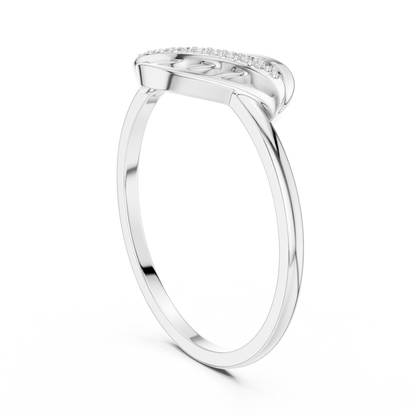 0.04 Carat Diamond Leaf Filigree Wave Ring | Yellow Gold
