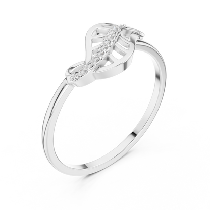 0.04 Carat Diamond Leaf Filigree Wave Ring | Yellow Gold
