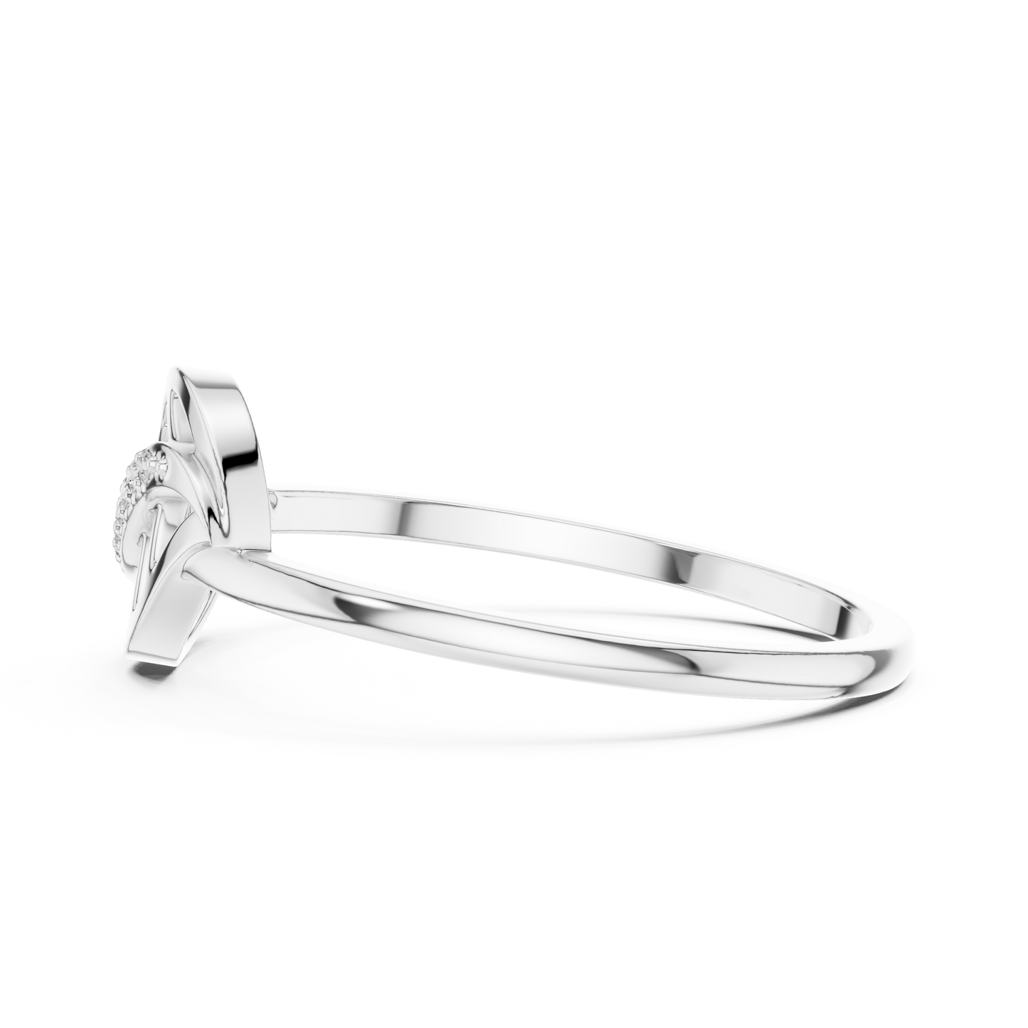 0.04 Carat Diamond Leaf Filigree Wave Ring | Yellow Gold