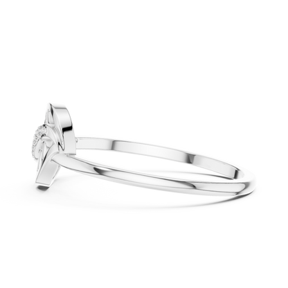 0.04 Carat Diamond Leaf Filigree Wave Ring | Yellow Gold