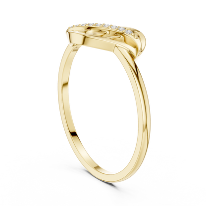 0.04 Carat Diamond Leaf Filigree Wave Ring | Yellow Gold
