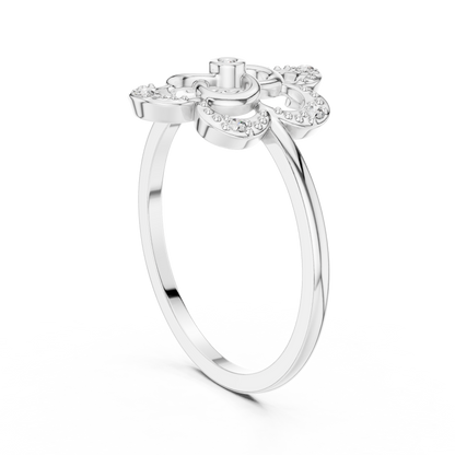 0.07 Diamond Geometric Flower Medallion Ring | Yellow Gold