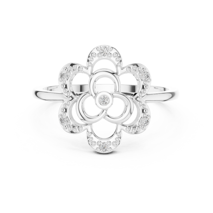 0.07 Diamond Geometric Flower Medallion Ring | Yellow Gold