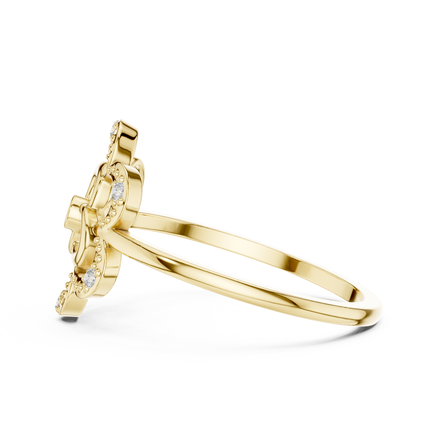 0.07 Diamond Geometric Flower Medallion Ring | Yellow Gold