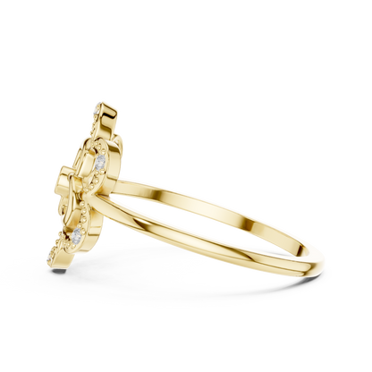 0.07 Diamond Geometric Flower Medallion Ring | Yellow Gold