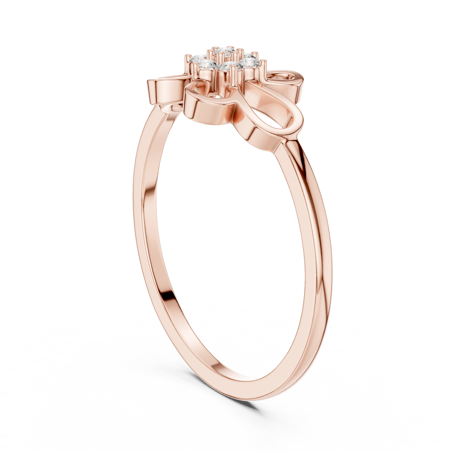0.07 Diamond Flower Cluster Open Loop Ring | Yellow Gold