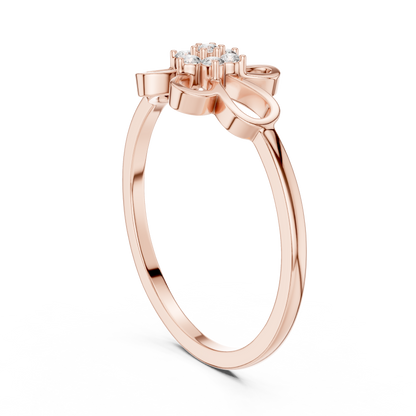 0.07 Diamond Flower Cluster Open Loop Ring | Yellow Gold
