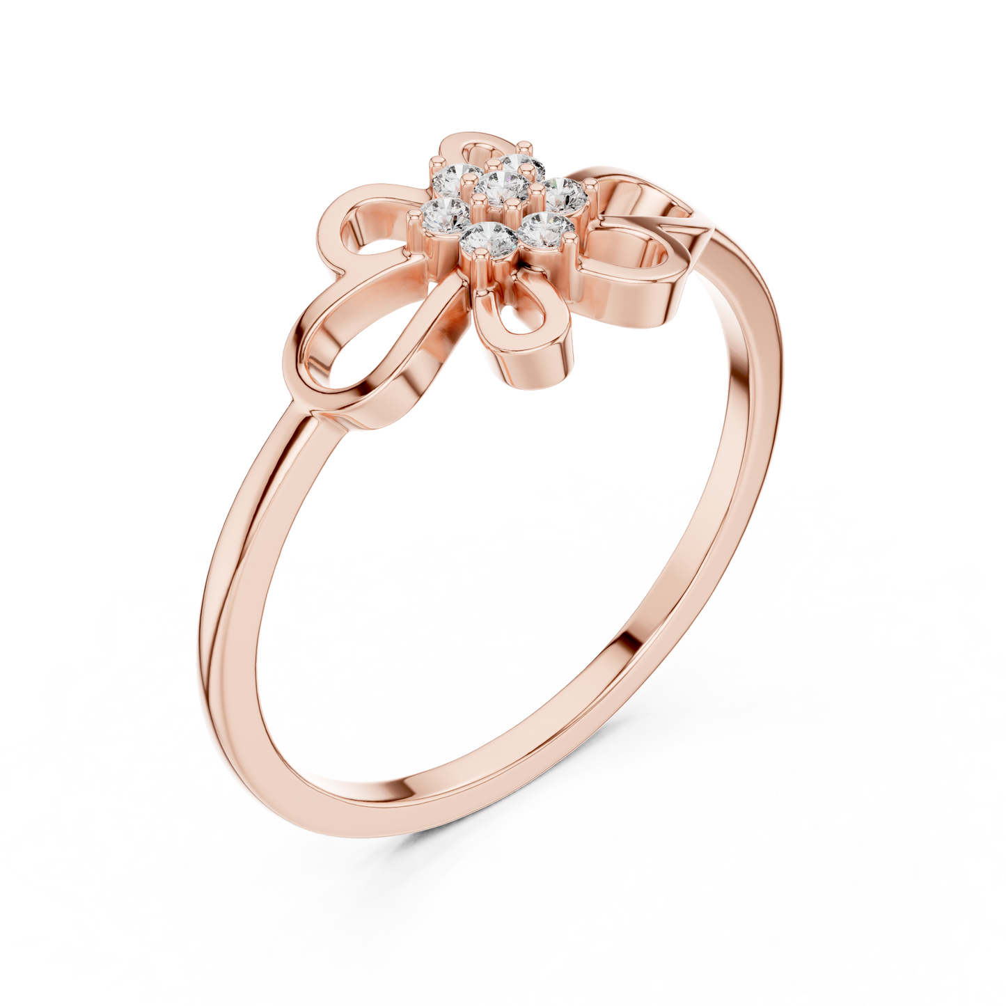 0.07 Diamond Flower Cluster Open Loop Ring | Yellow Gold