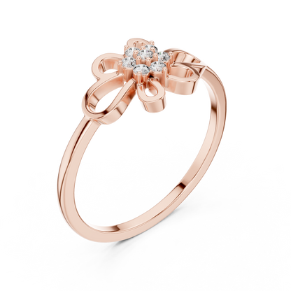 0.07 Diamond Flower Cluster Open Loop Ring | Yellow Gold