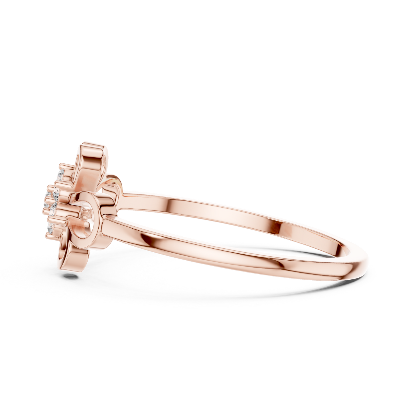 0.07 Diamond Flower Cluster Open Loop Ring | Yellow Gold