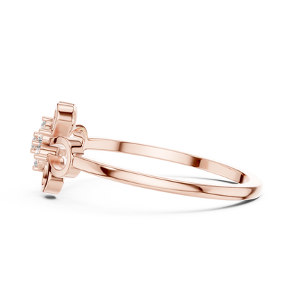 0.07 Diamond Flower Cluster Open Loop Ring | Yellow Gold