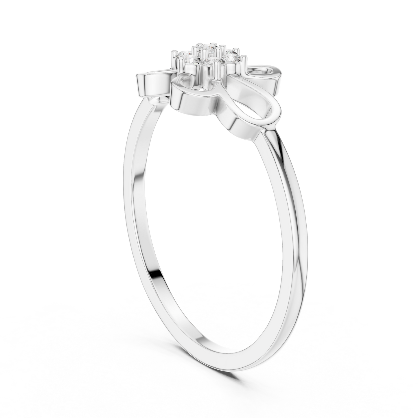 0.07 Diamond Flower Cluster Open Loop Ring | Yellow Gold
