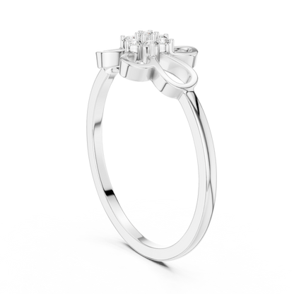 0.07 Diamond Flower Cluster Open Loop Ring | Yellow Gold