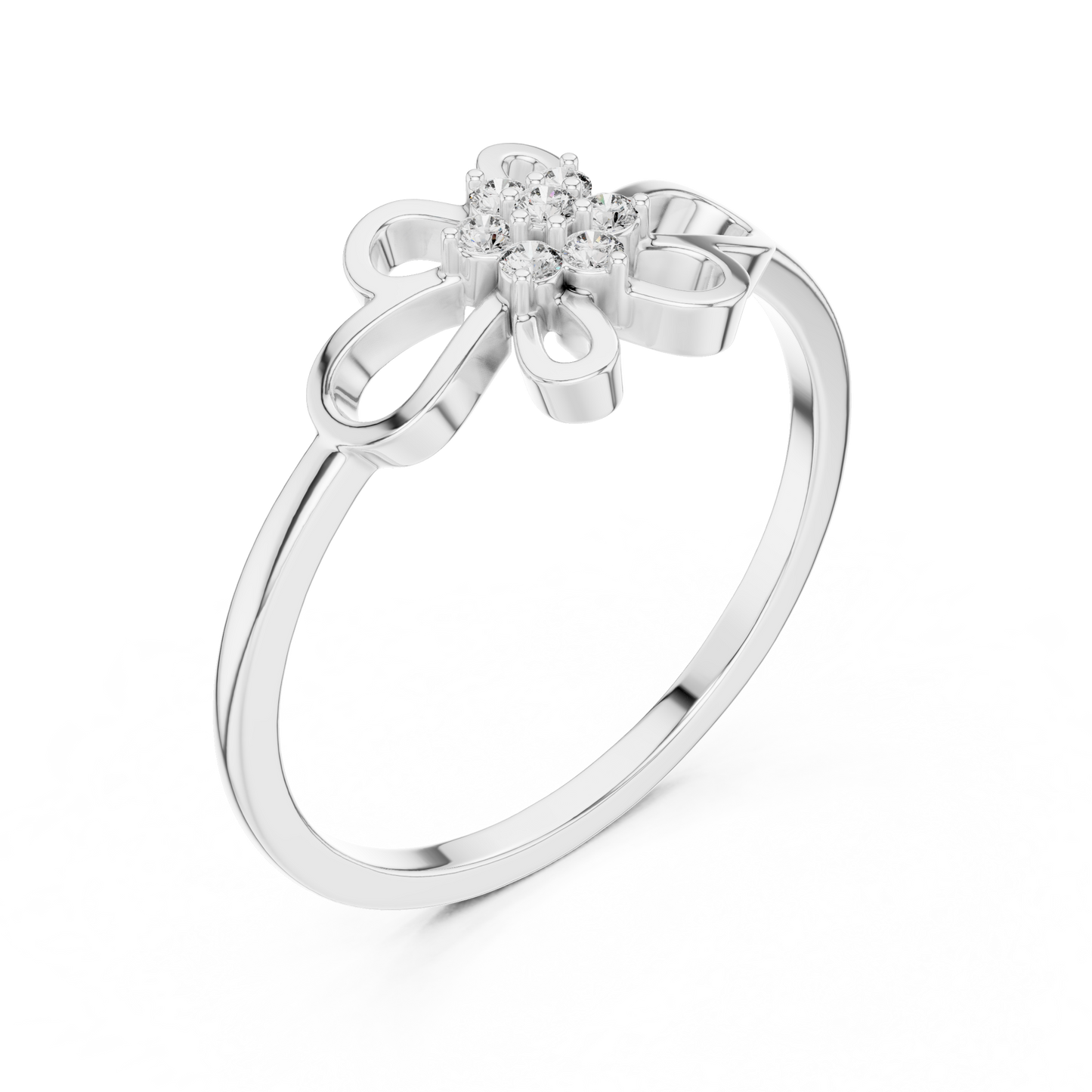 0.07 Diamond Flower Cluster Open Loop Ring | Yellow Gold