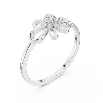 0.07 Diamond Flower Cluster Open Loop Ring | Yellow Gold