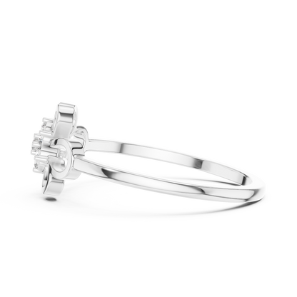 0.07 Diamond Flower Cluster Open Loop Ring | Yellow Gold