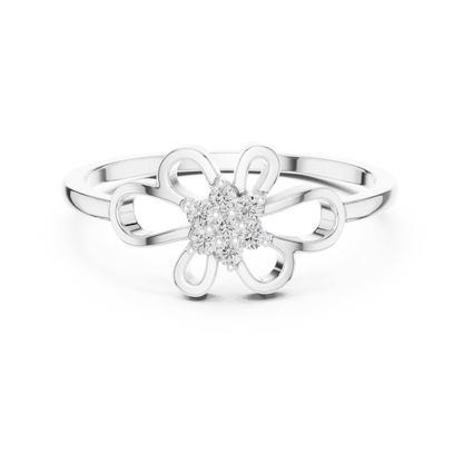 0.07 Diamond Flower Cluster Open Loop Ring | Yellow Gold