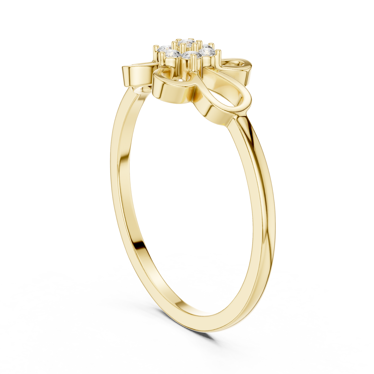 0.07 Diamond Flower Cluster Open Loop Ring | Yellow Gold