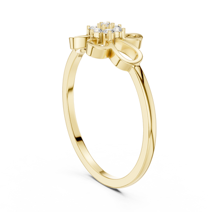 0.07 Diamond Flower Cluster Open Loop Ring | Yellow Gold