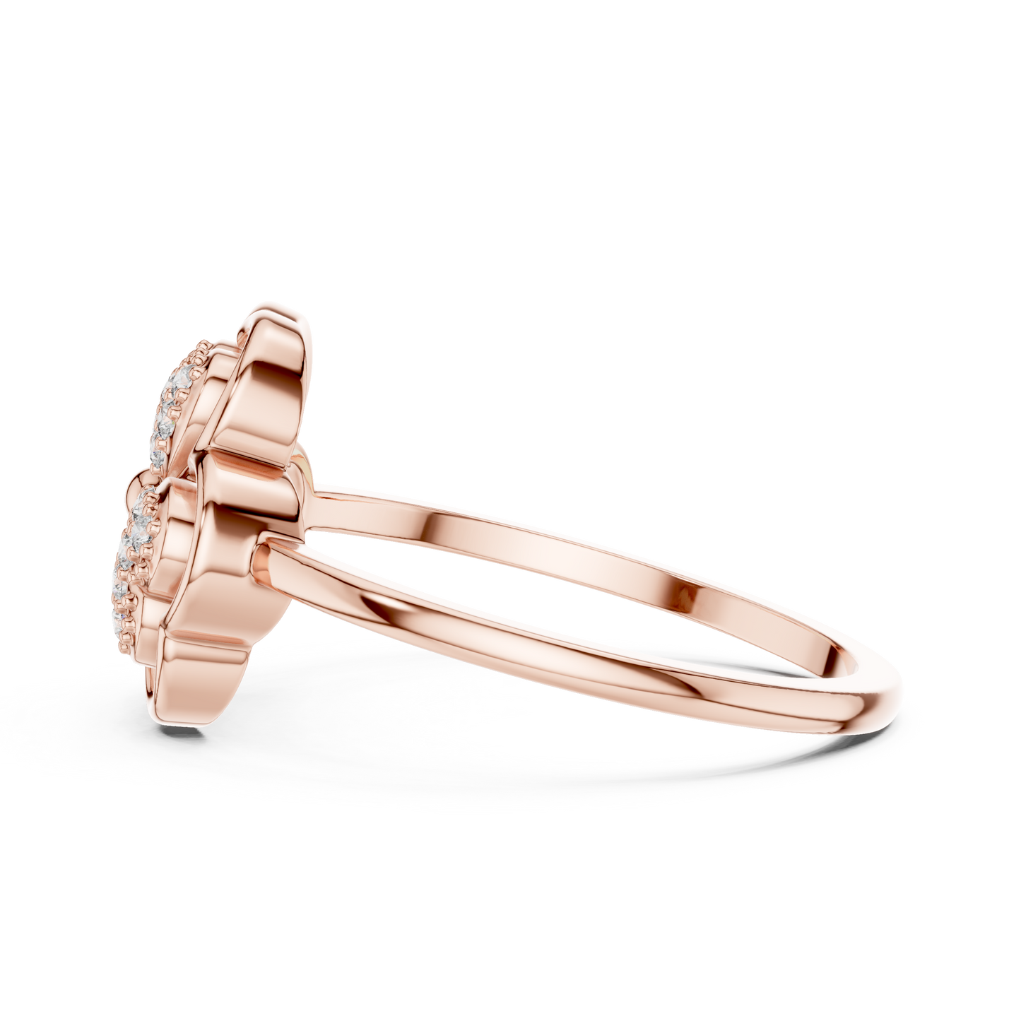 0.14ctw Round Diamond Three-Leaf Clover Heart Ring | Solid Gold