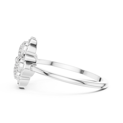 0.14ctw Round Diamond Three-Leaf Clover Heart Ring | Solid Gold