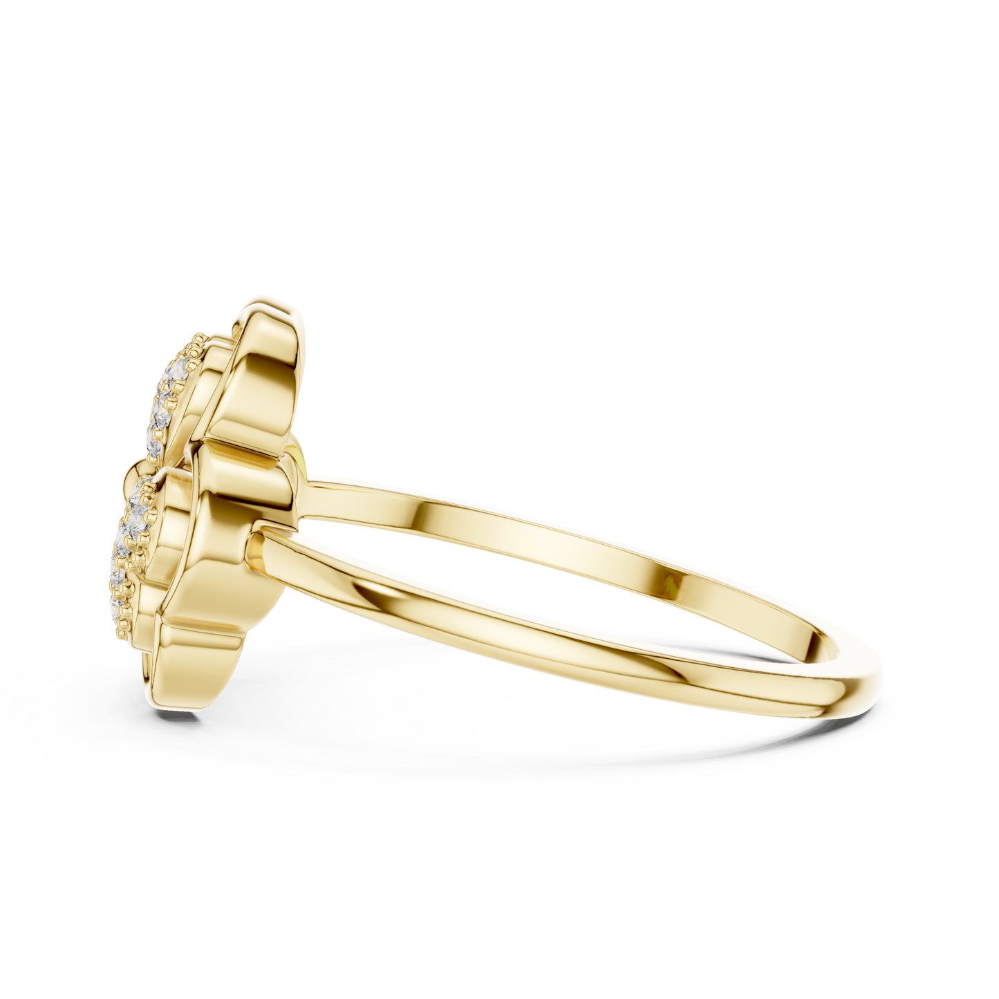 0.14ctw Round Diamond Three-Leaf Clover Heart Ring | Solid Gold